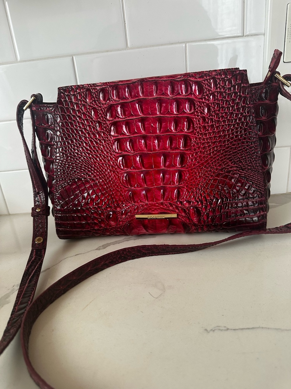 Brahmin Hillary Merlot ombré Melbourne leather